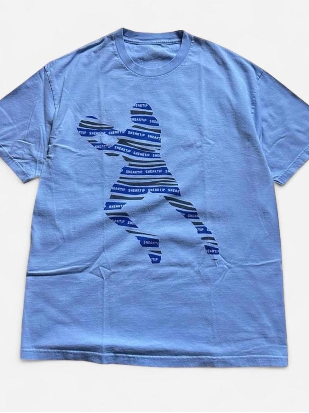Sneaktip Light Blue Graphic Tee with Navy Silhouette XL